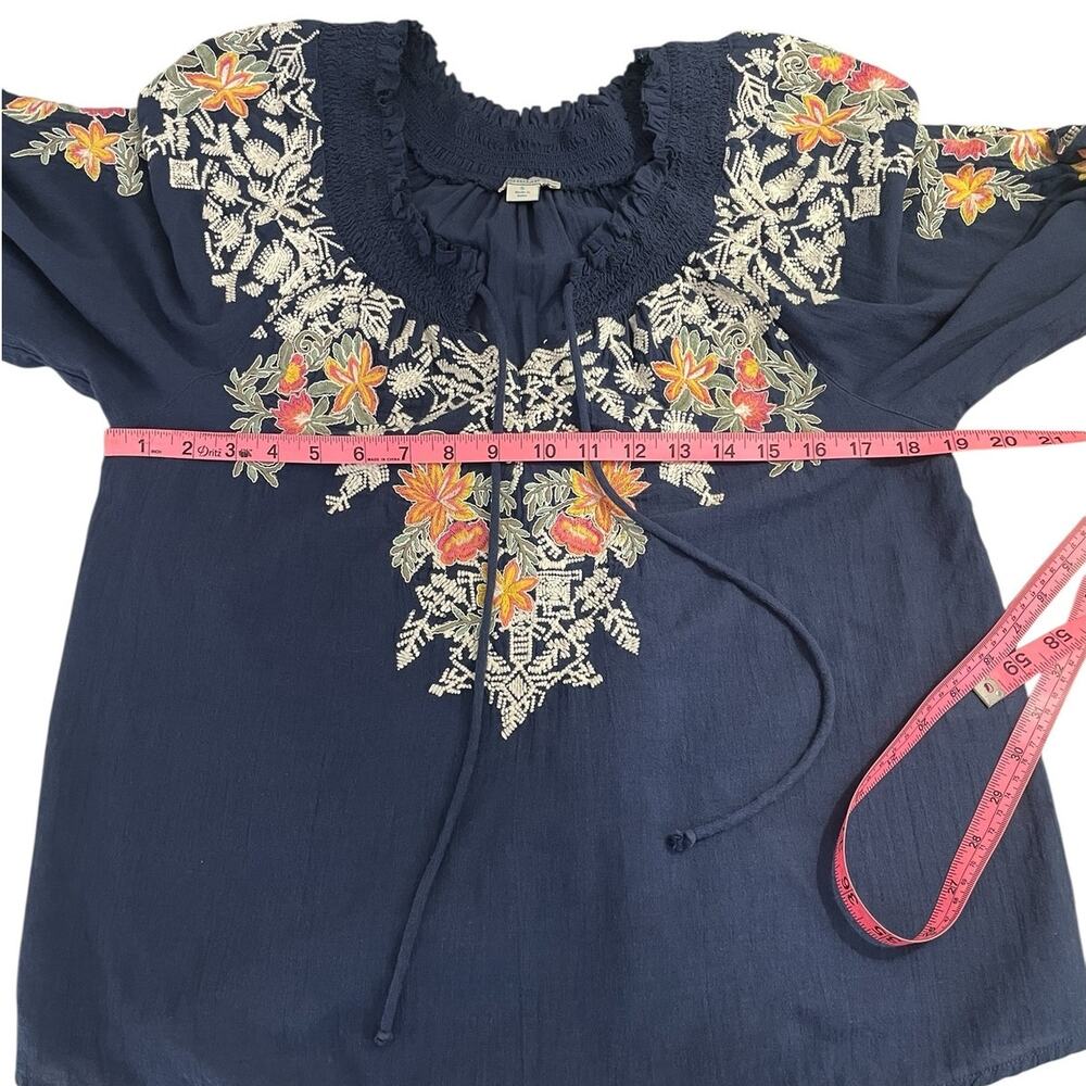 Sundance Cotton Gauze Embroidered Peasant Top Blue Size Small Boho Indie Cottage - Picture 7 of 10